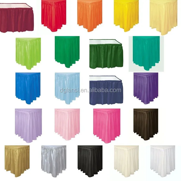 
Wholesale High Quality Plastic Ruffled Table Skirt Decoration, Table skirting Designs For Wedding 