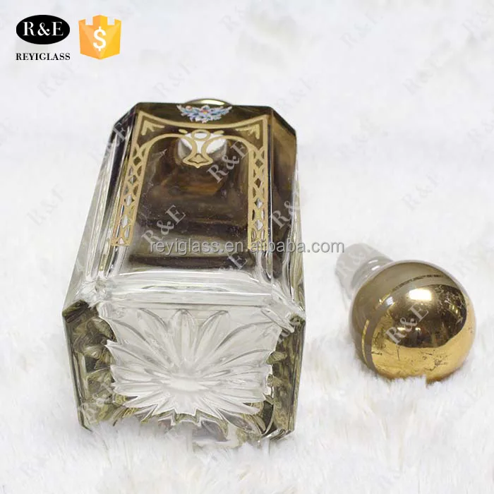 450ml gold decorative empty luxury arabian attar perfume oils with glass stopper
