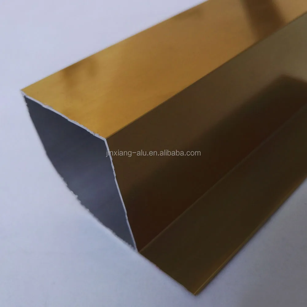
6000 series Customize Alloy Extruded Aluminum quarter round tube profiles Mechanical polished golden for windows and doors frame 
