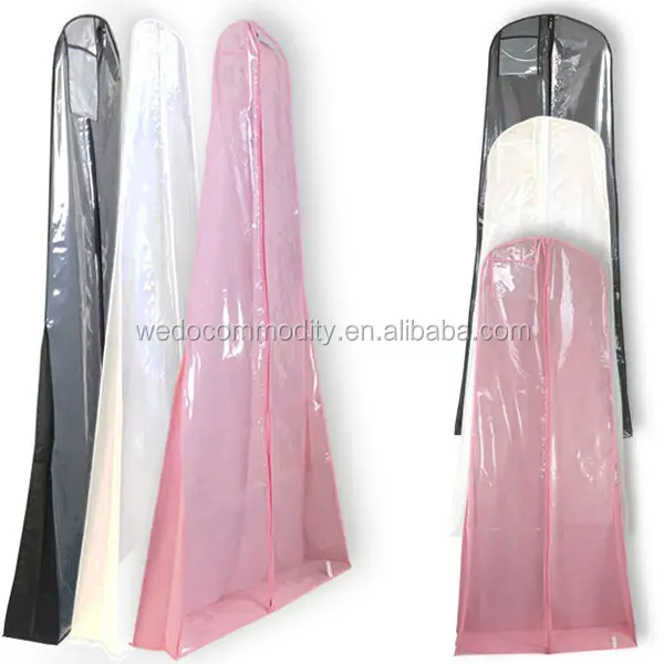 low MOQ custom wedding dress bag transparent PVC bridal evening dress clear cover bag 180cm extra-large garment bag wholesale