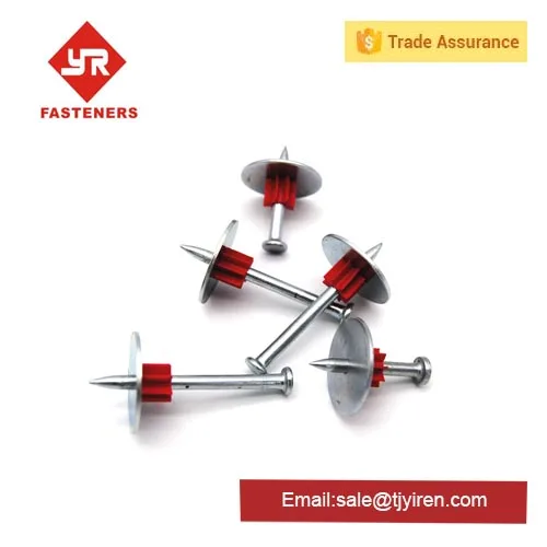 TIANJIN nails factoryDrive pin with metal washer / pin nail PDW low velocity drive pin with flute and steel washer