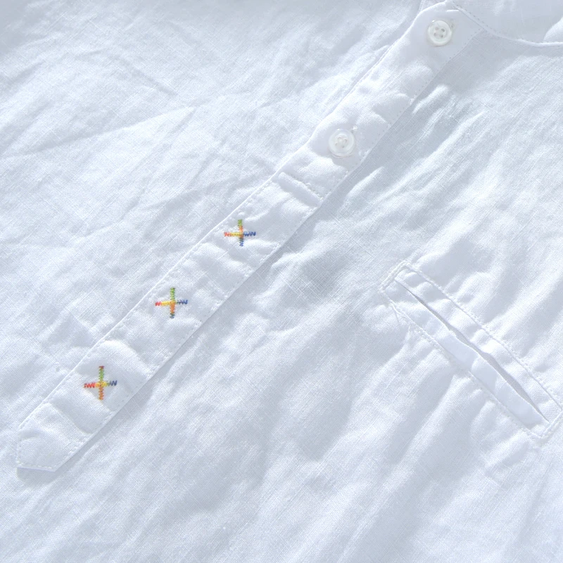 hot sale popular plain linen short sleeve man shirts