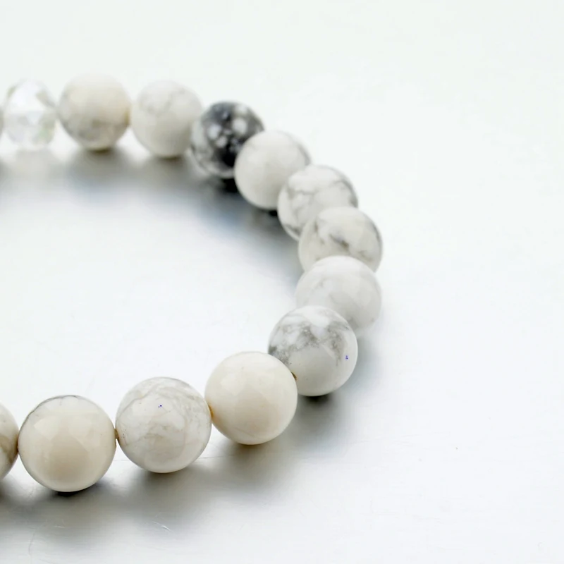 Natural White Howlite Marble Stone Beaded Women Bracelets, Beads Bracelet, Stone Bracelet