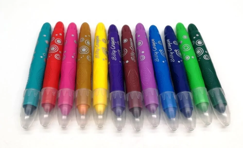 Silky gel crayons for toddlers 12 colors washable non toxic plastic crayons for kids oil pastels twistable crayon