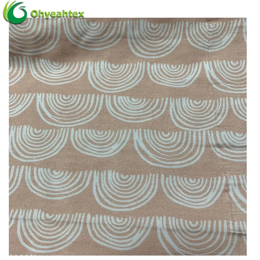 Anti-Mildew Custom Knitting Single Jersey Printed Bamboo Spandex Fabric For Baby
