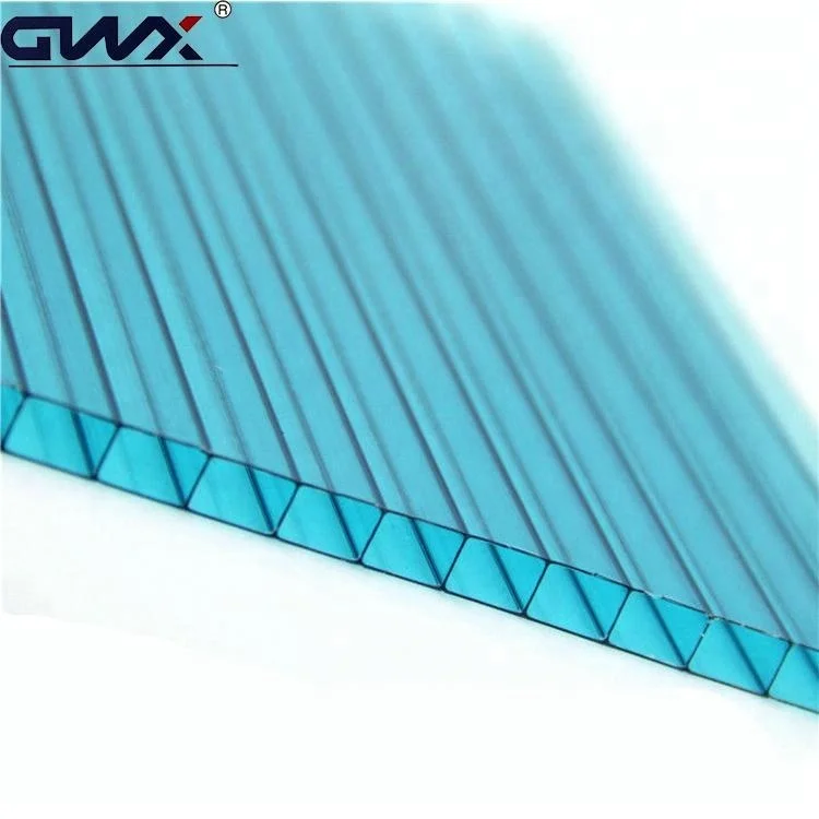 6mm Twin Walls Polycarbonate Hollow Sunshade Sheets For Skylight,Double Wall Polycarbonate Sheet