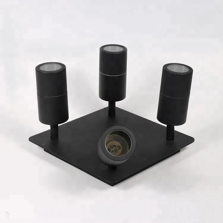 IP65 Aluminium Matt Black 4 GU10 lights Adjustable Spotlights