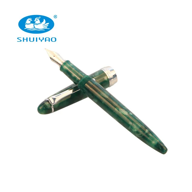 Hot new imports stationery products list green celluloid fountain pen