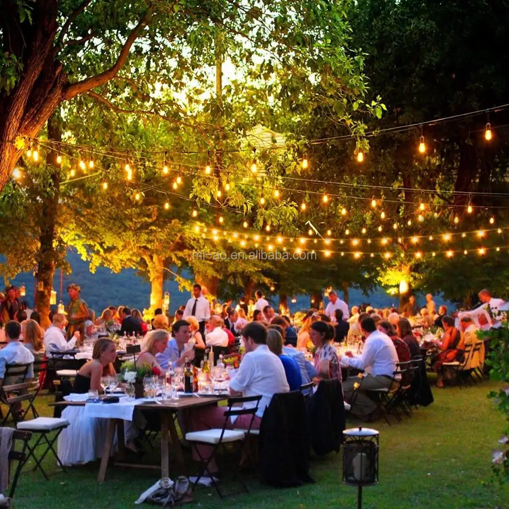 
LED Outdoor Commercial 48ft with 15 Dropped Sockets 2W LED S14 Bulbs included Weatherproof Vintage Edison String Lights 