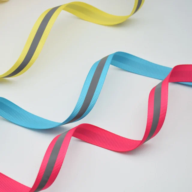 5 inch wide grosgrain ribbon with reflective band in the middle