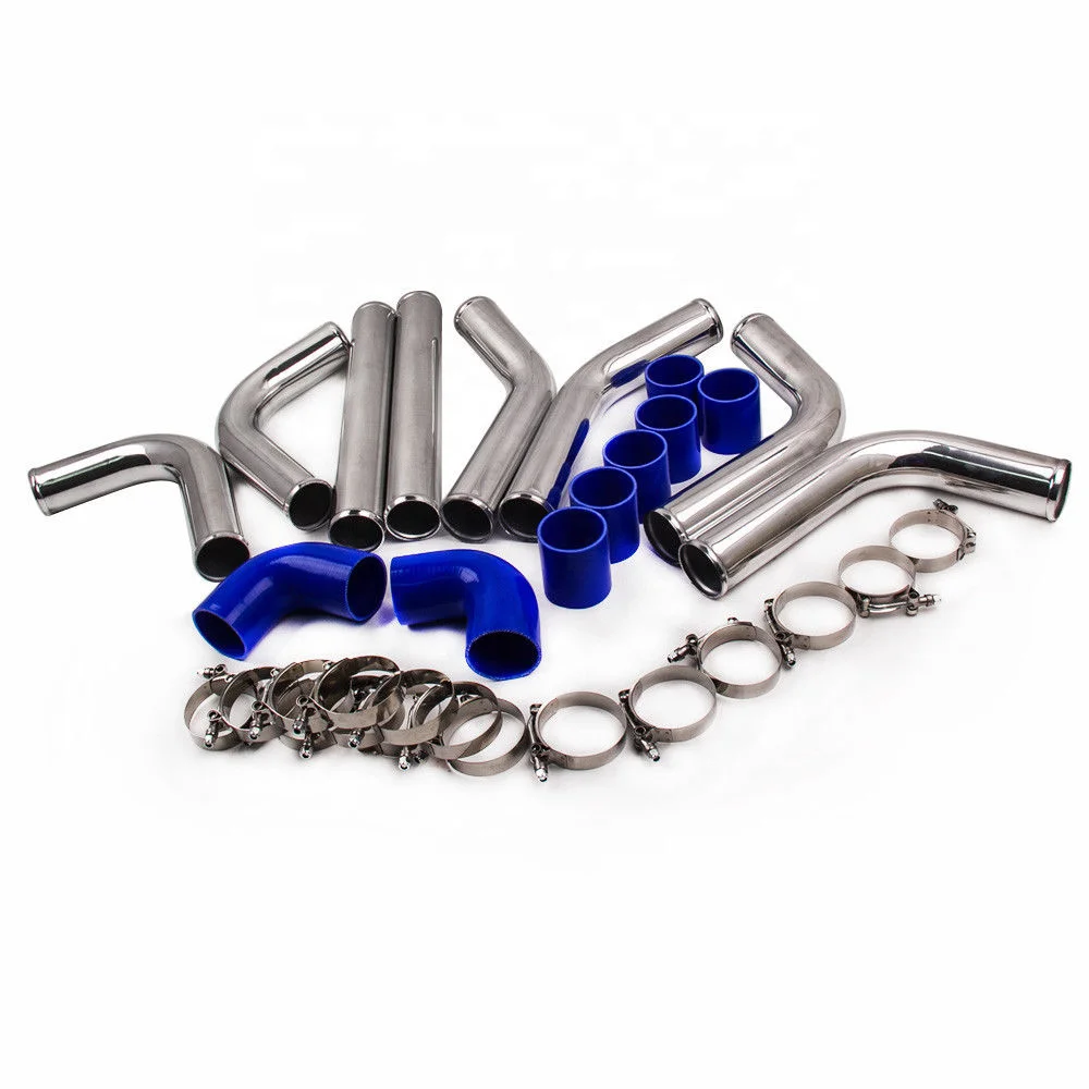 Универсальный комплект труб интеркулера 2,5 дюйма 63 мм, алюминиевая труба интеркулера, силиконовый зажим, синий