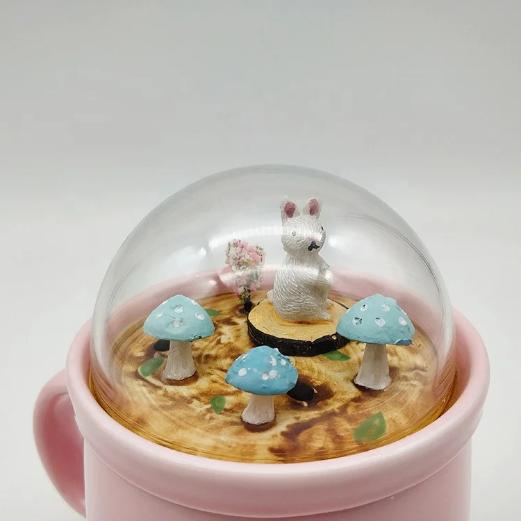 Pink cartoon 3D animal rabbit resin forest sublimation ceramic mug