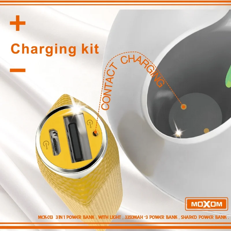 Gift items Power Bank Station Fast Charging 3 Mini PowerBank 3350mah MOXOM Powerbank Smart With Cables