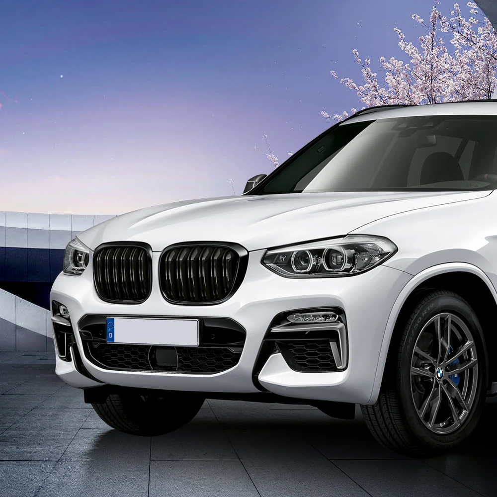 ABS Dual Slat Gloss Black Car Front Kidney Bumper Center Grille Grill for BMW X3 G01 X3M F97 2018+