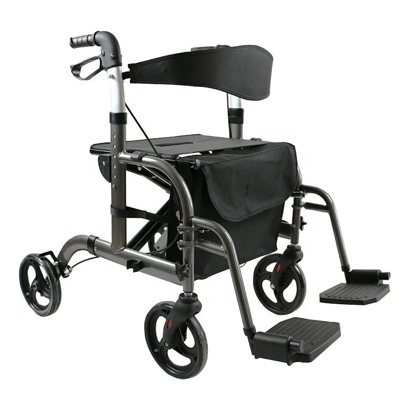 
Outdoor Aluminum walker with seat and footrest for disabled 