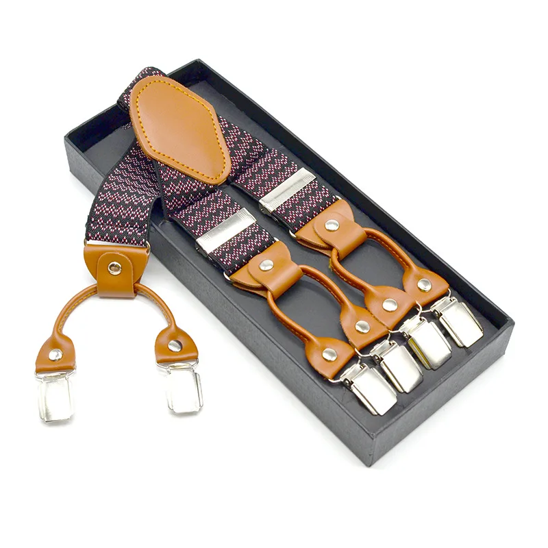 factory 4 clips  Classical Adjustable Jacquard  Elastic Y Back Men Suspender  adult  elastic braces  for Trousers