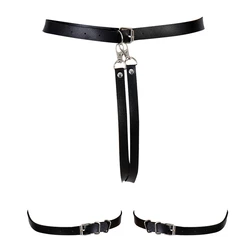 lingerie Women sexy erotic harness belts bondage lingerie suspender belt gothic punk Faux Leather leather leg garters