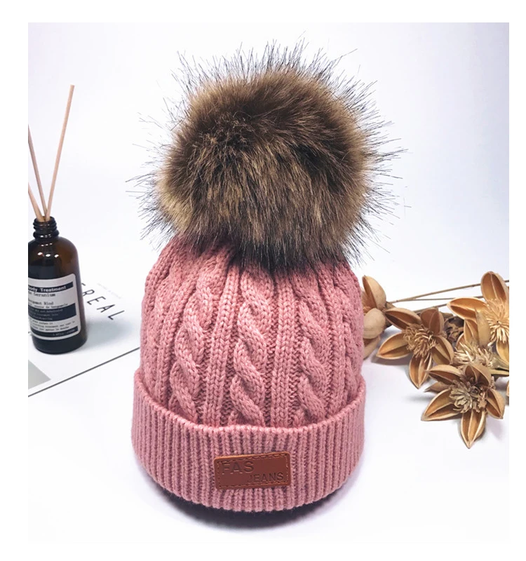 
wholesale winter Hot style lovely hair ball wool knitting braided beanie child cap hat for fashion 