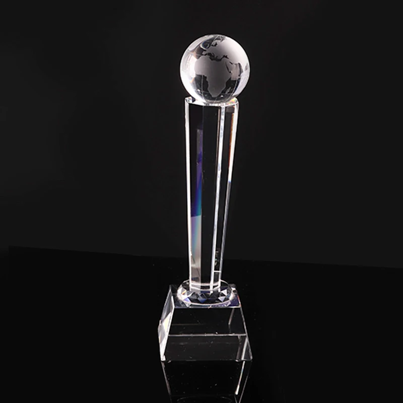Wholesale price crystal globe trophy for business partner gift