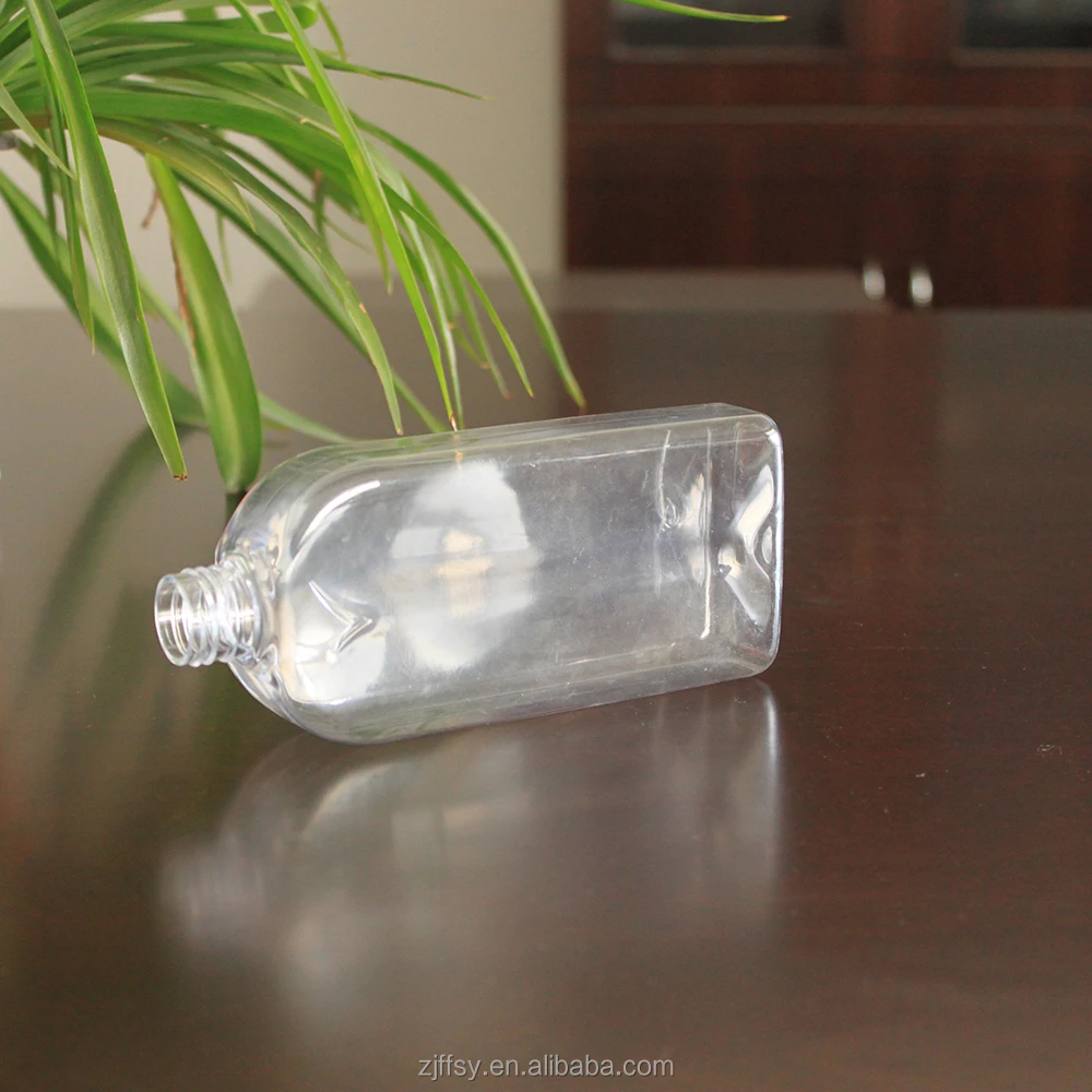 New product flat shape transparent shampoo plastic bottle