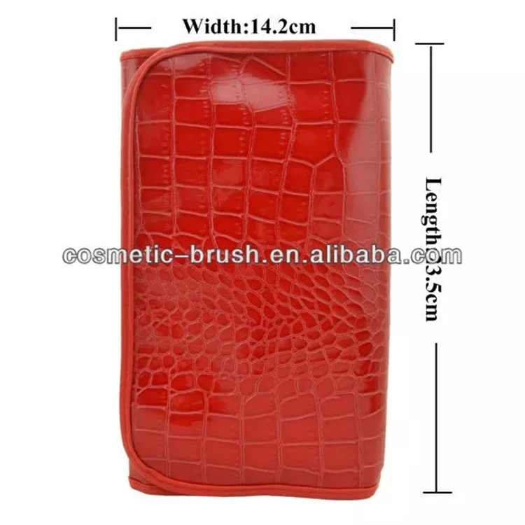 Red 24pcs Makeup Brush Set Professional Airbrush Makeup Kit/Kits with Red crocodile Pattern Leather Bag/Case