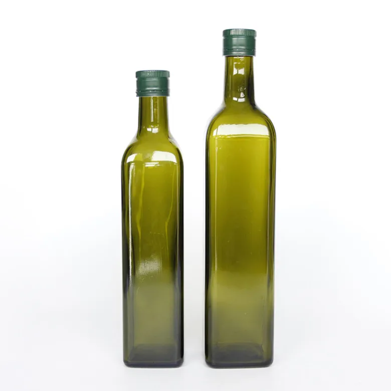 Wholesale 500ml square dark green olive oil glass bottles