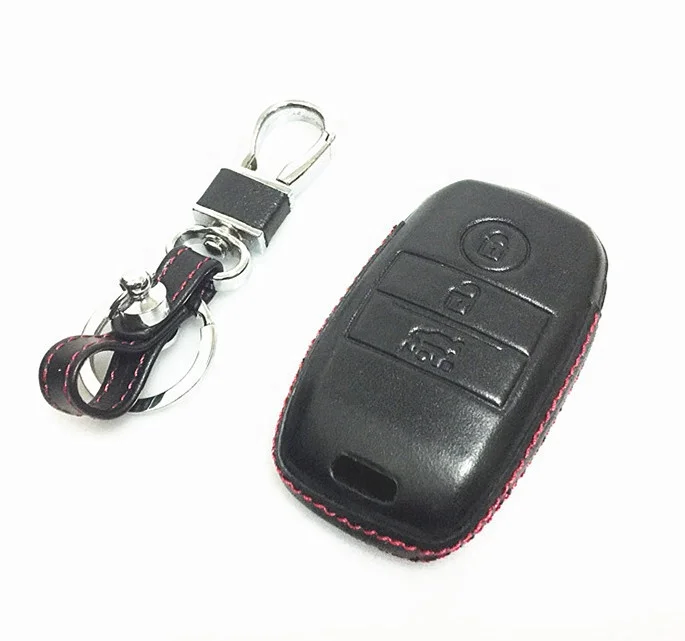 4D leather Car Key Cover Case Holder For k3 k5 Sorento Carens smart 3 4 Butoons Folding Flip Remote Key Fob Shell