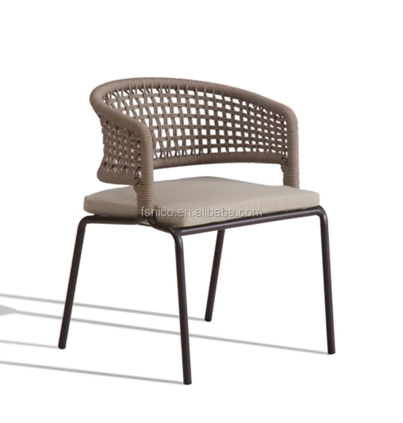 Полиэстеровый веревочный стул, уличный обеденный стул, алюминиевый уличный стул