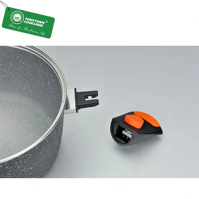 Stone marble nonstick coating aluminum forged cookware set with detachable handle