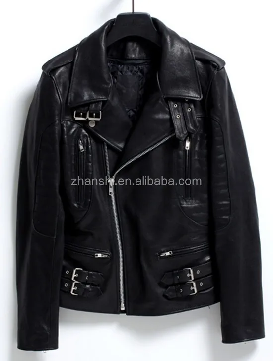 Italy Style High Quality Rider Drop Zipper Military Leather Jacket For Men