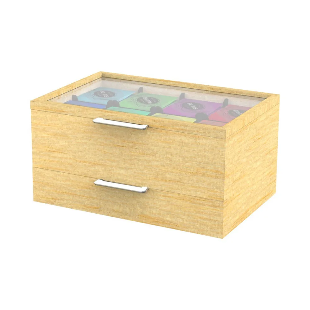 Wooden Tea Bag and Condiment Organizer, Brown