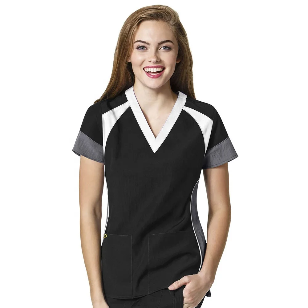 New Style Fashionable Nurse Uniform Design Nurse Scrub Top