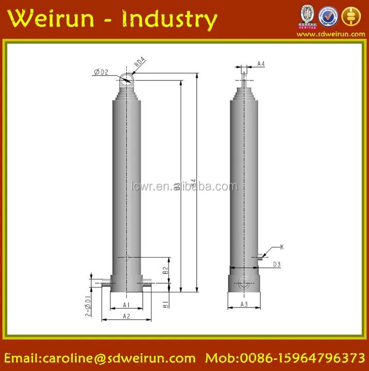 stroke 6000mm telescoping hydraulic cylinder