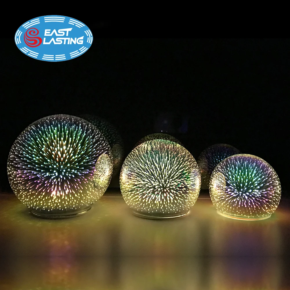 Firework light battery powered Christmas decorative 3D led glass sphere ball