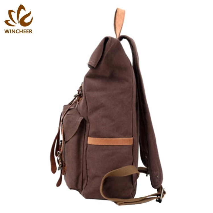 New design custom logo fashion retro laptop back pack bags canvas backpack for men waxed canvas backpack