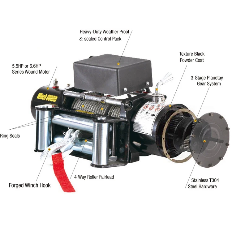 DC 12V/ 24V car electric winch for 3000lbs & 12000lbs