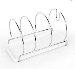 Multifunctional Kitchen Cookware Chopping Board Storage Rack Stainless steel Pot Lid Holder Pot Lid metal Storage Rack