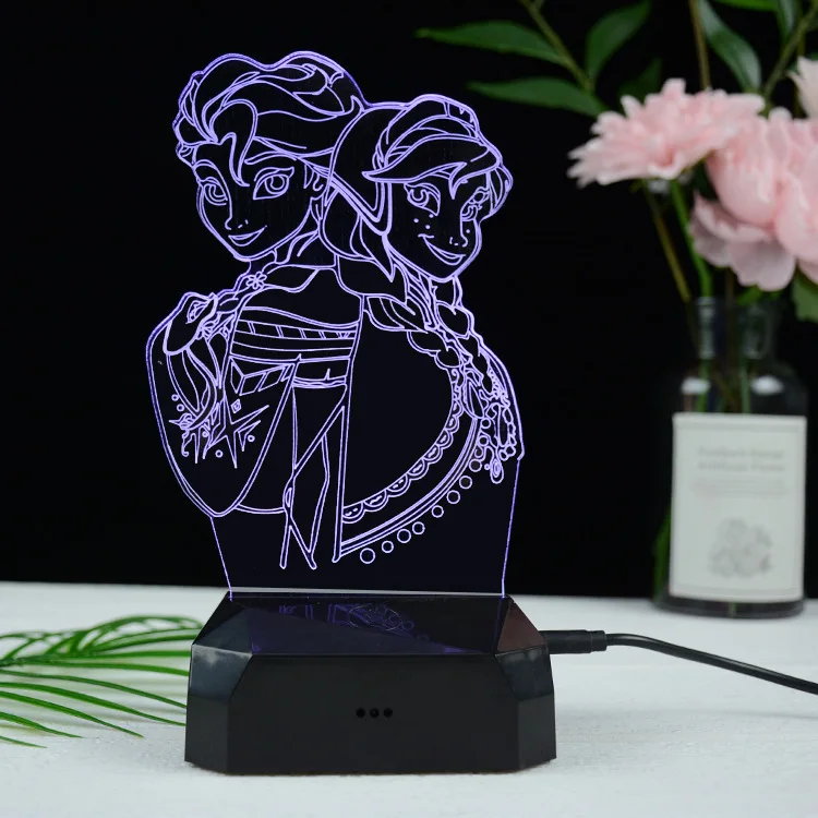 Acrylic Alarm Clock Design USB Colorful 3D Night Light Rechargeable LED Lamp Touch Switch ABS Pedestal Flashing Colors Mode