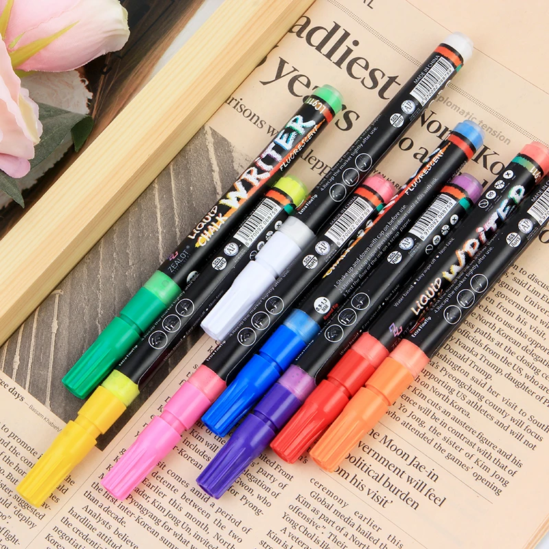 Liquid Chalk Markers - 12 Pack Amazing Neon Color Pens Including Gold And Silver Ink