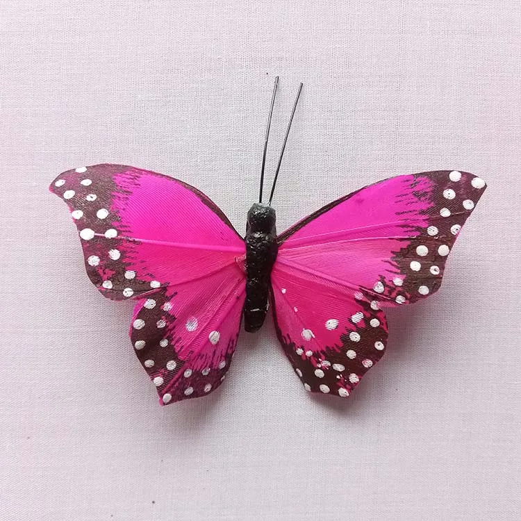 2019 New Arrival assorted colors realistic artificial butterfly on wire for floral accessories