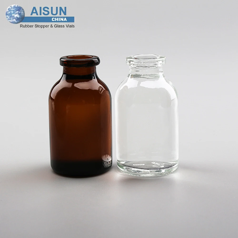 20ml moulded antibiotic glass sterile vials injection glass bottle with rubber stopper and flip off cap
