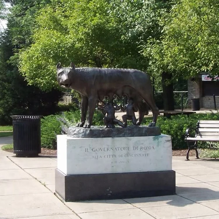 
Garden Decoration Metal Craft Statue Two Life SIze Bronze Wolf Dog Sculpture 