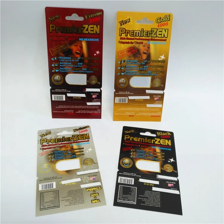 Plastic pill bottle capsule male enhancement pill package 3D card boxes Go Rhino Gold 3D blister card complete set