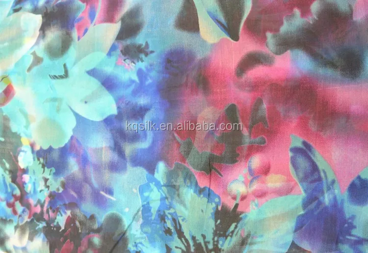 
nature romantic transparent big floral daisy print pure silk organza 