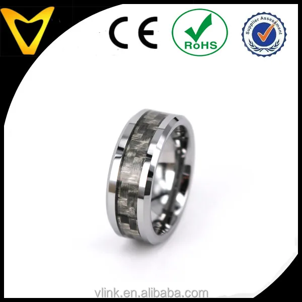 square shape gray cross brushed carbon fiber ring design fashion carbon fiber inlaid wedding band latest carbon fiber ring