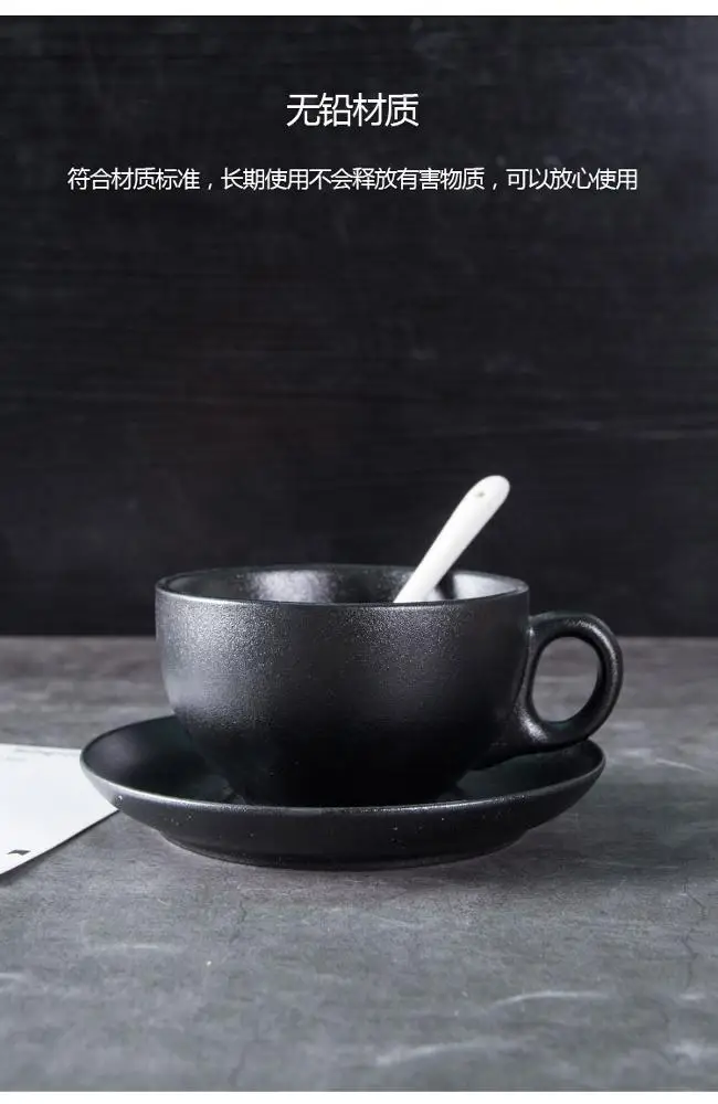 factory hot sell cheap price black bone china ceramic porcelain coffee cup tray set with handle spoon