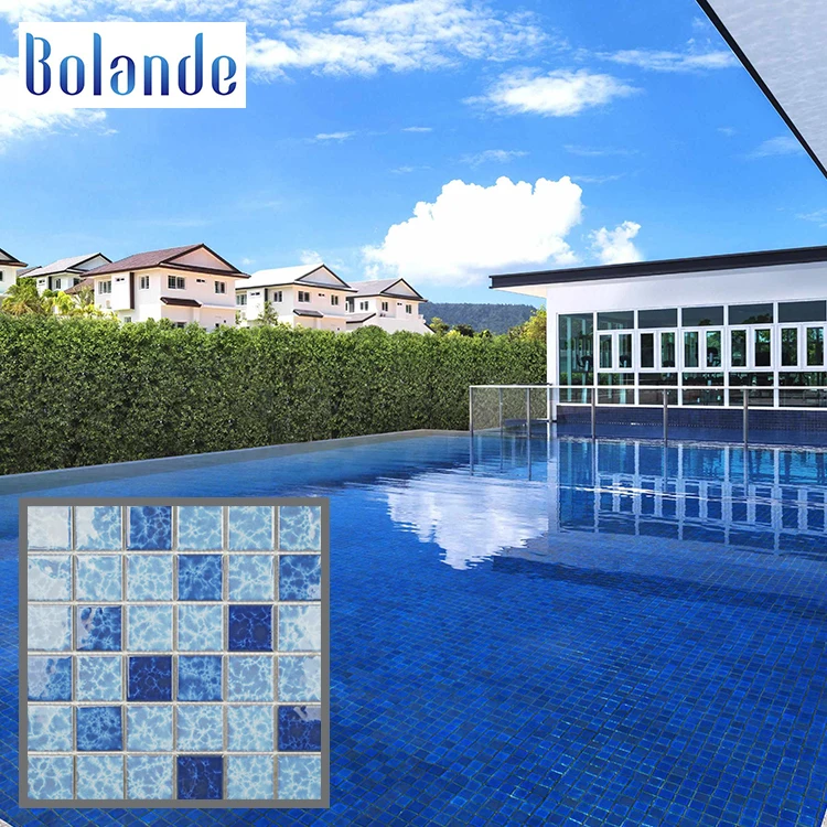 Оптовая продажа фарфоровой треск льда мозаика 300x300 голубой глазурованной керамической отделка бассейна мозаикой плитки