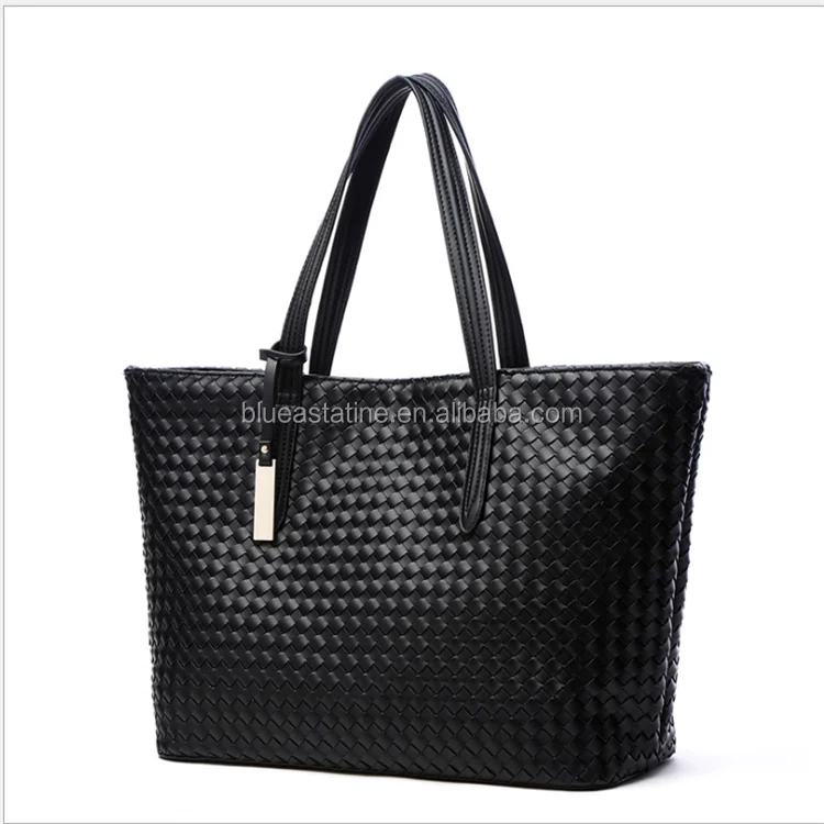 2017 new woven PU large shoulder bags simple fashion Women handbags
