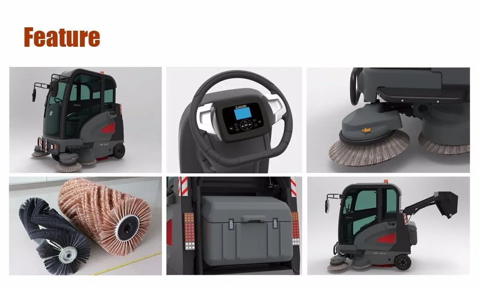 Rechargeable Rotary Brush Sweeping Machine Industrial Street Sweeper with side brush and main brush GM1900ED