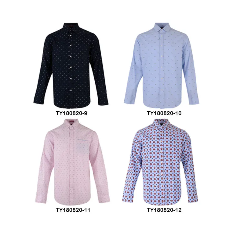 Eco friendly daily wear 100% cotton printed pattern full sleeve man clothes shirts